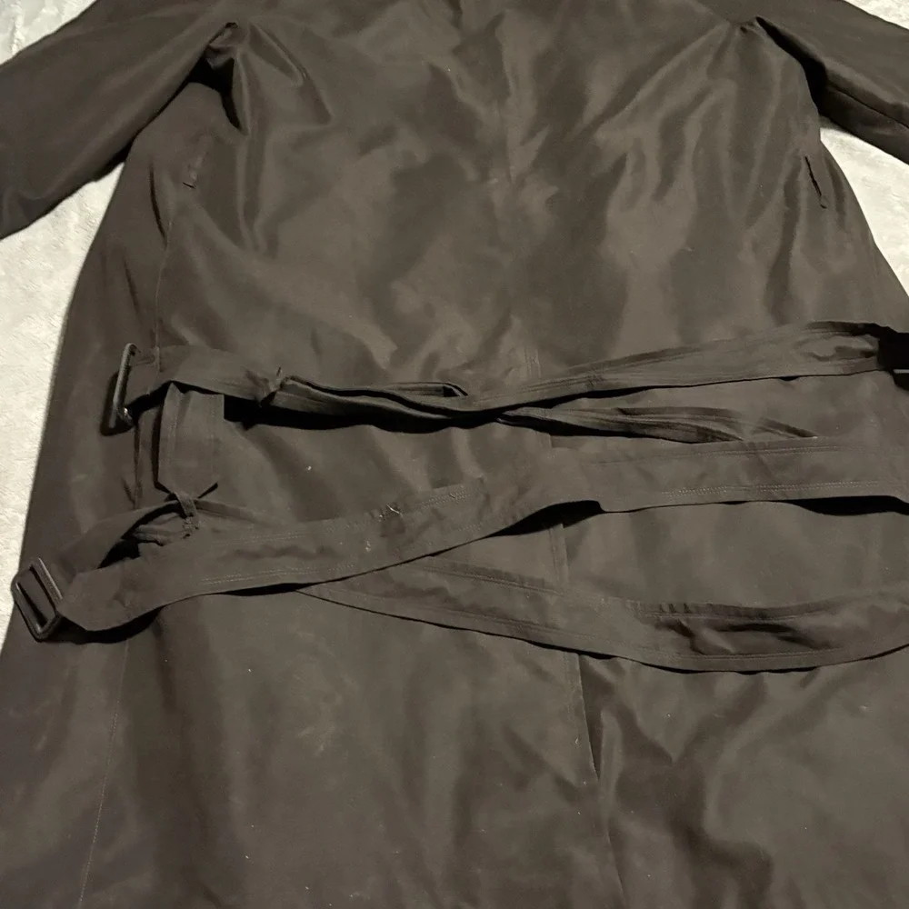Newport Harbor Mens Trench Coat 44R Black All Weather Lining Long